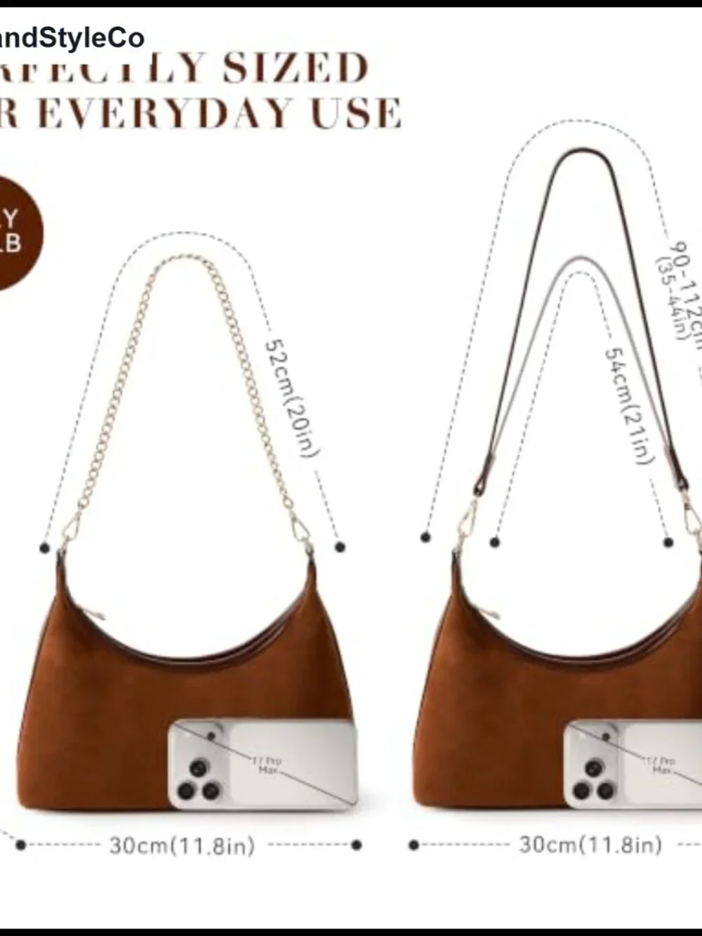 Women's Suede Small Hobo Purse Shoulder Handbag 3 Detachable Straps